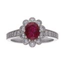 18ct White Gold Ruby And Diamond Cluster Ring