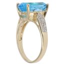 9ct Yellow Gold 0.05ct Diamond and Blue Topaz Solitaire Ring