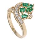 18ct Yellow Gold 0.25ct Diamond and Emerald Cluster Ring