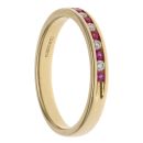 18ct Yellow Gold 0.10ct Diamond and Pink Created Sapphire Eternity Ring