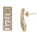 9ct Yellow Gold Cubic Zirconia Greek Key Drop Earrings
