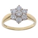 18ct Yellow Gold 1.00ct Brilliant Cut Diamond Daisy Cluster Ring