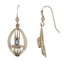 9ct Yellow Gold Blue Topaz Rennie Mac Drop Earrings