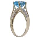 9ct Yellow Gold 0.05ct Diamond and Blue Topaz Single Stone Ring