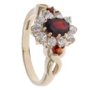 9ct Yellow Gold Garnet and Cubic Zirconia Cluster Ring