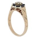9ct Yellow Gold 0.05ct Diamond and Sapphire Cluster Ring