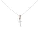 Silver Cubic Zirconia Cross Pendant And Chain 18" By Icesia