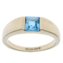 9ct Yellow Gold Blue Topaz Single Stone Ring