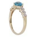 9ct Yellow Gold 0.06ct Diamond And Created Topaz Heart Ring