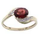 9ct Yellow Gold 0.05ct Diamond and Garnet Single Stone Ring