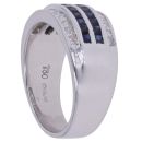 18ct White Gold 0.45ct Diamond and Sapphire Four Row Ring