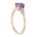9ct Yellow Gold Created Amethyst And Diamond Ring