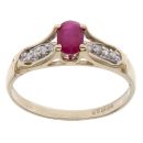 9ct Yellow Gold 0.10ct Diamond and Ruby Solitaire Ring