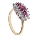18ct Yellow Gold 0.33ct Brilliant Cut Diamond and Ruby Cluster Ring