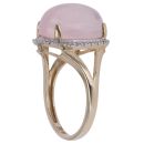 9ct Yellow Gold 0.15ct Diamond and Rose Quartz Cabochon Cluster Ring