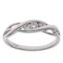 9ct White Gold 0.20ct Brilliant Cut Diamond Trilogy Twist Ring