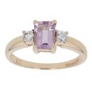 9ct Yellow Gold Amethyst and Cubic Zirconia Ring