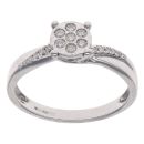 9ct White Gold 0.20ct Brilliant Cut Diamond Twist Cluster Ring