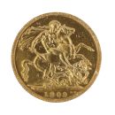 1909 Edward VII  Large Head UK Full Sovereign Coin