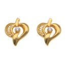 22ct Yellow Gold Cubic Zirconia Leaf Stud Earrings