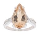 9ct White Gold 0.05ct Diamond And Orange Gemstone Ring