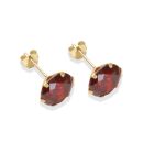 9ct Yellow Gold Garnet Cubic Zirconia Stud Earrings 8mm