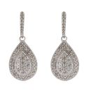 9ct White Gold 0.50ct Brilliant Cut Diamond Cluster Drop Earrings