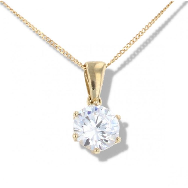9ct Yellow Gold Cubic Zirconia Pendant 