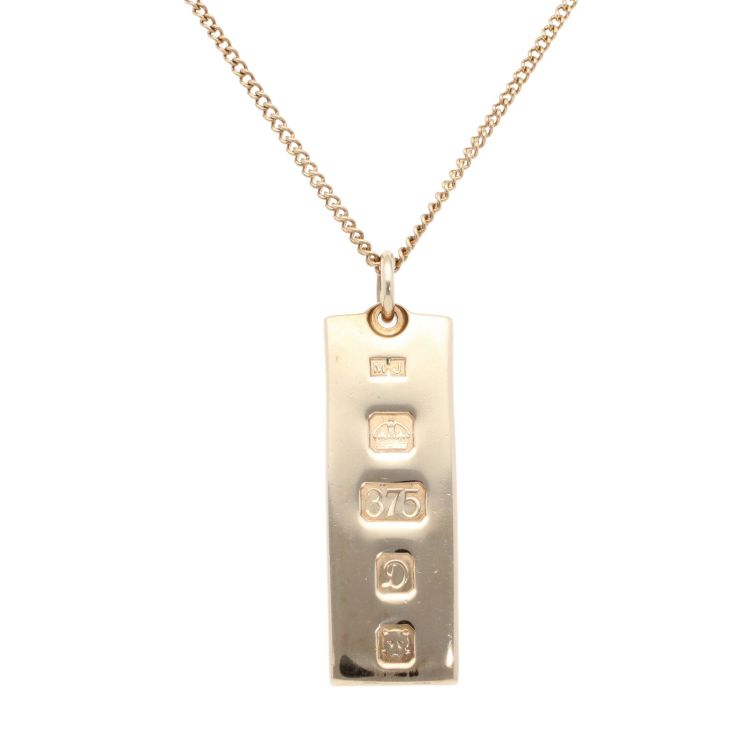 9ct Yellow Gold Ingot Pendant and Chain 