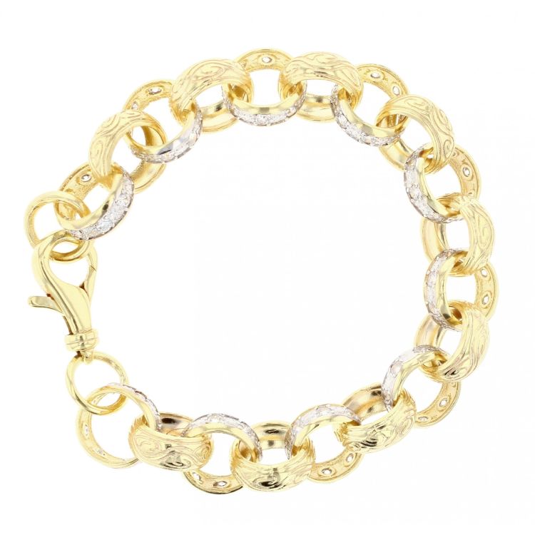 9ct Yellow Gold Patterned \u0026 Cubic 