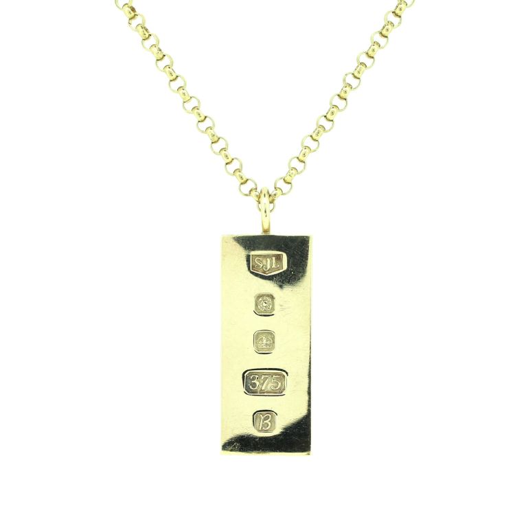 9ct Yellow Gold Ingot Pendant And 30 