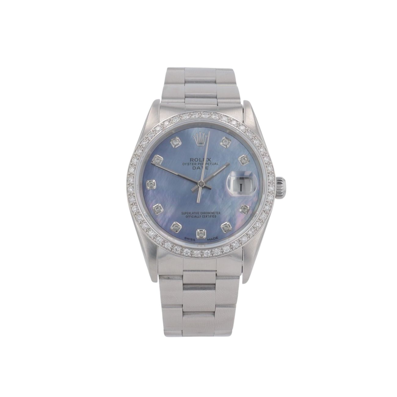 Rolex Custom Oyster Perpetual Date Pre Owned Watch Ref 15200