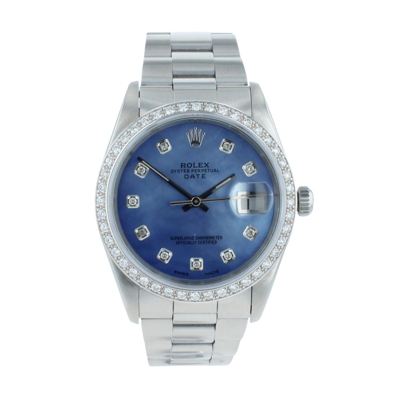 Rolex Custom Oyster Perpetual Date Pre Owned Watch Ref 15200