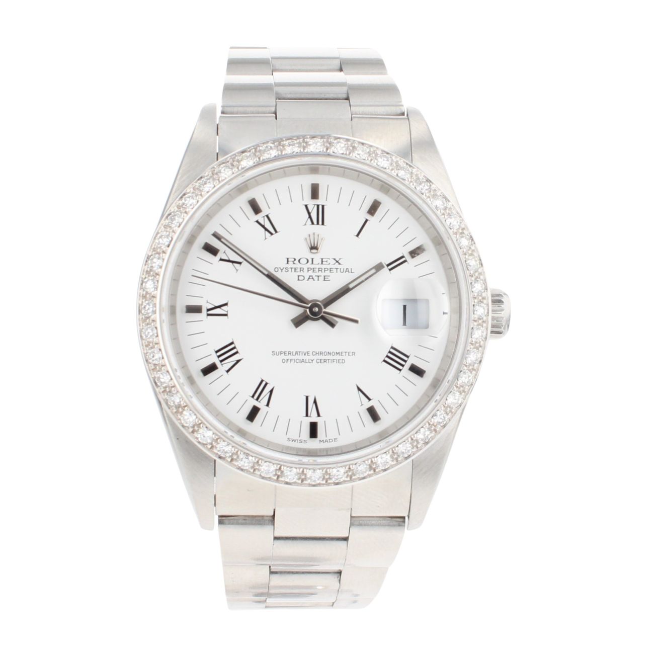 Rolex Custom Oyster Perpetual Date Pre Owned Watch Ref 15210