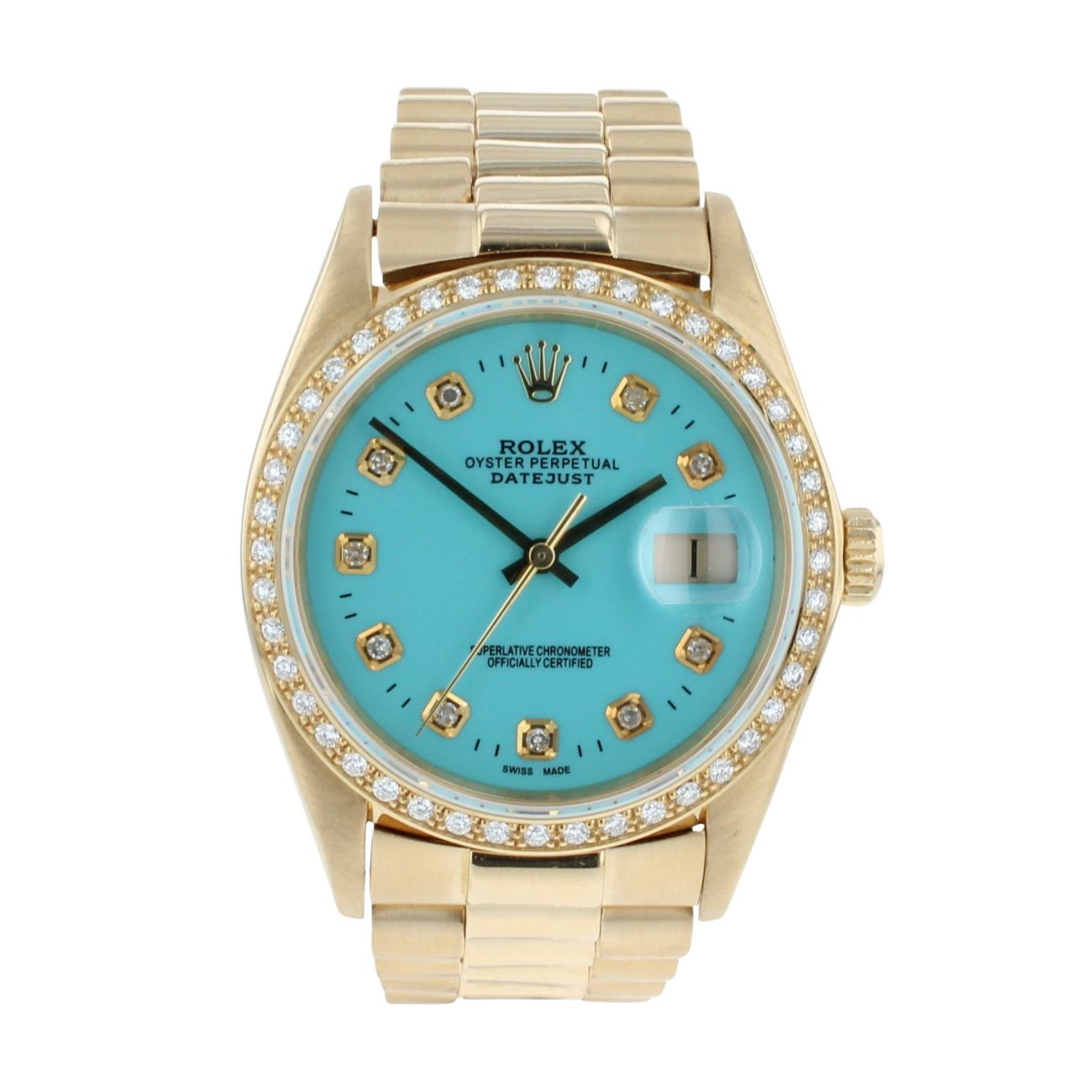 Rolex Custom Datejust Pre Owned Watch Ref 16018