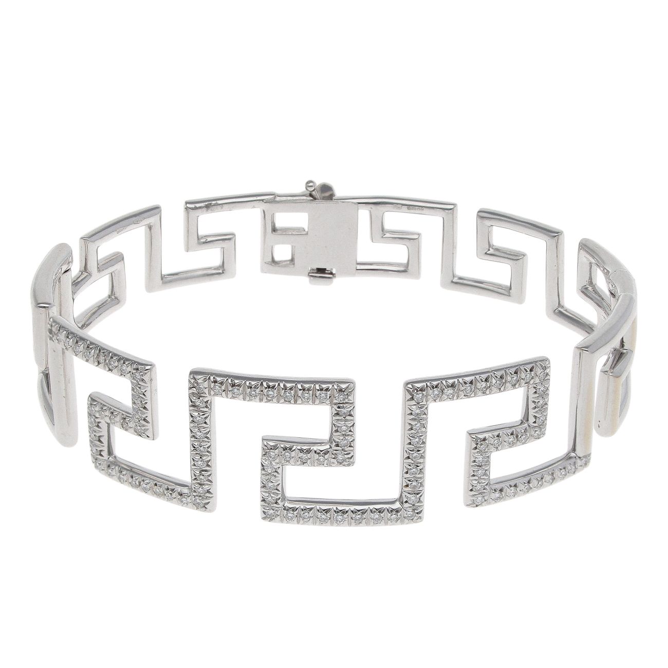 18ct White Gold 1.00ct Diamond Greek Key Bangle