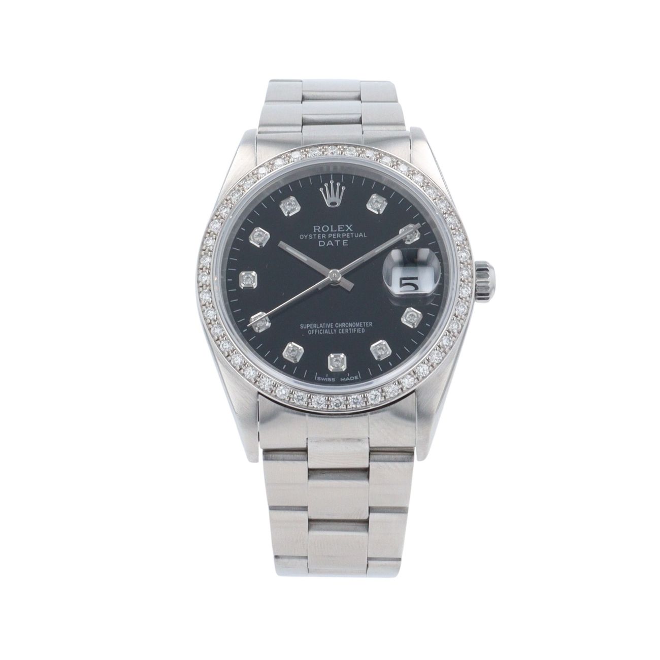 Rolex Custom Oyster Perpetual Date Pre Owned Watch Ref 15210