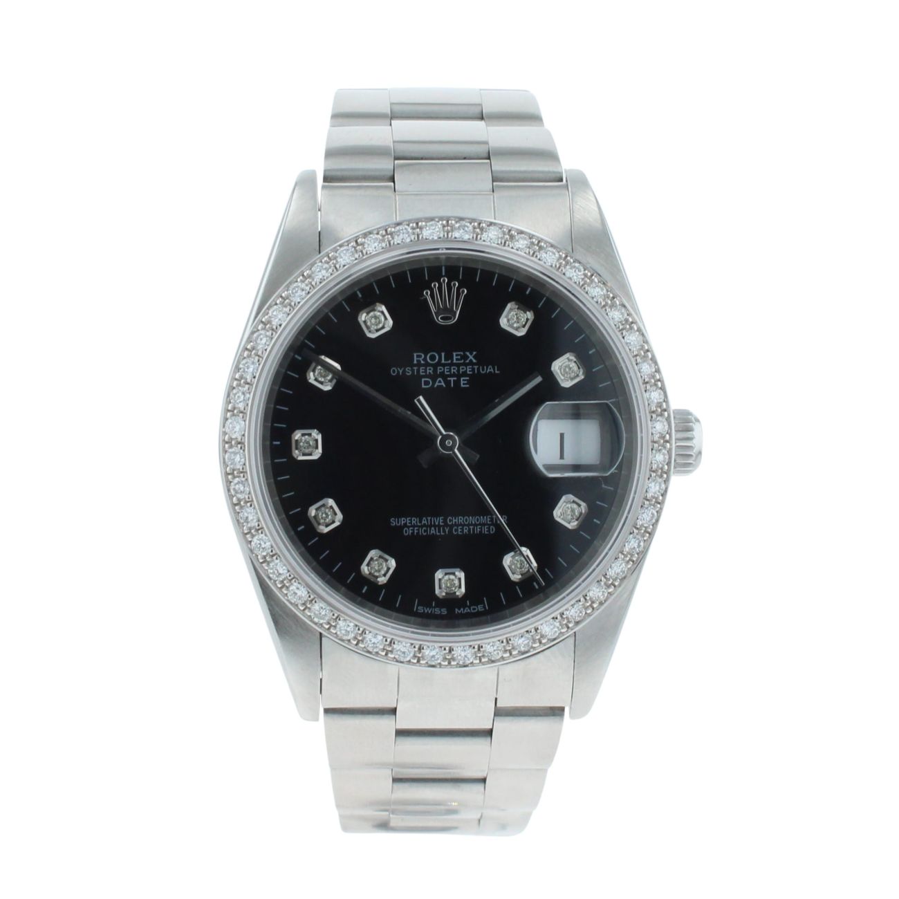 Rolex Custom Oyster Perpetual Date Pre Owned Watch Ref 15210