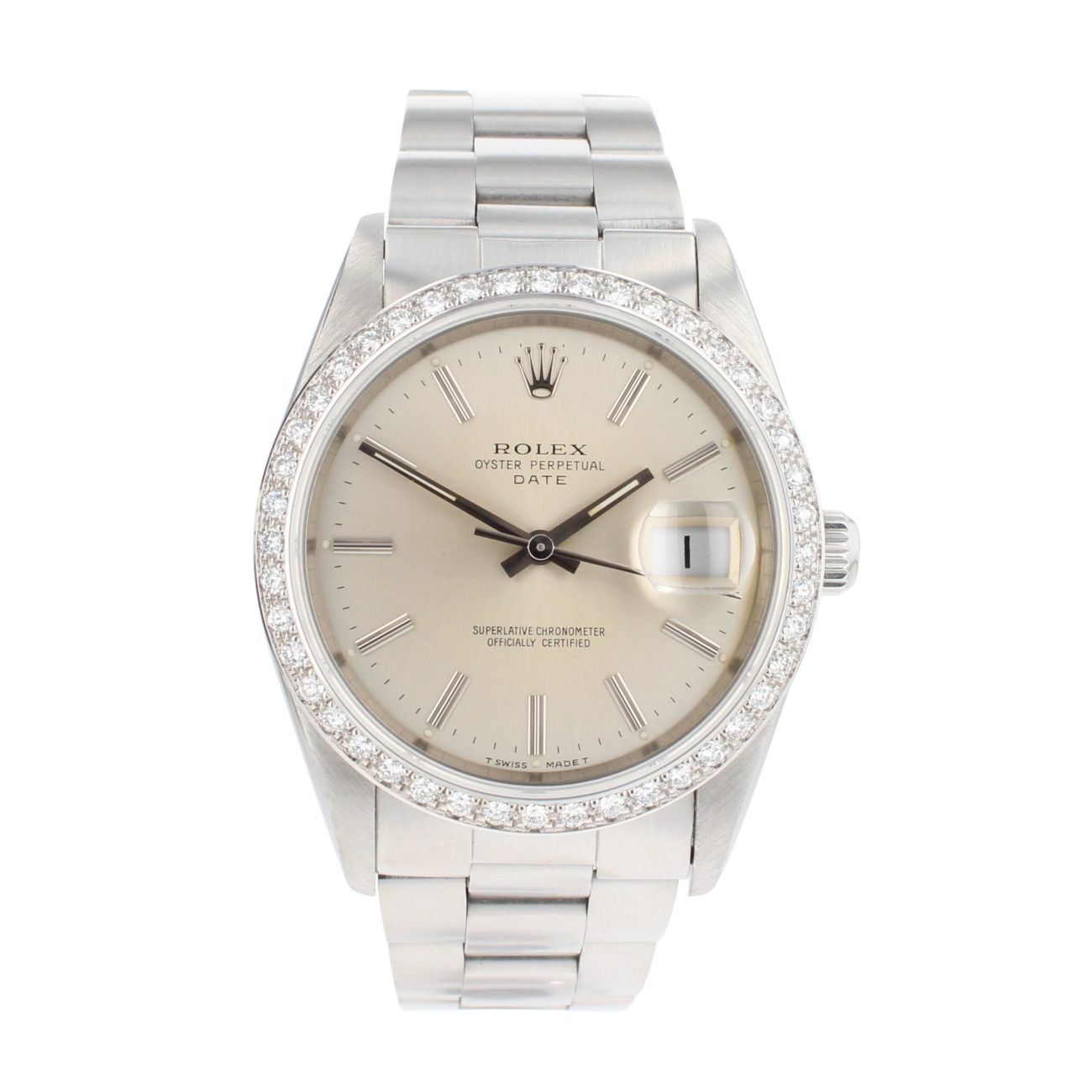 Rolex Custom Oyster Perpetual Date Pre Owned Watch Ref 15200