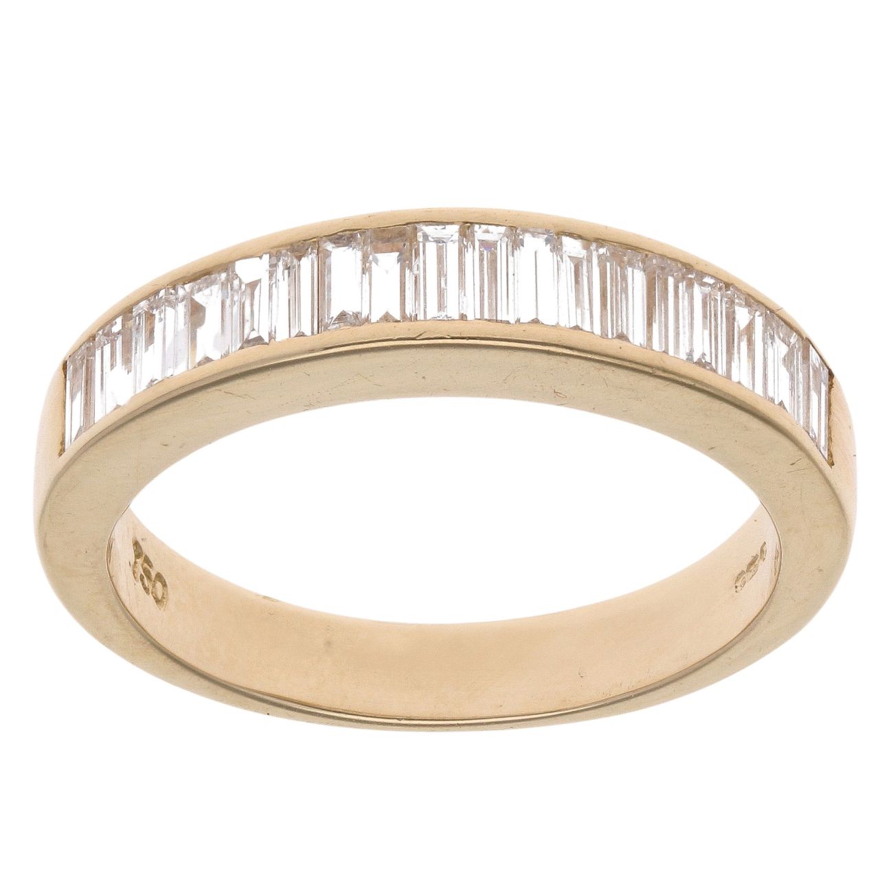 18ct Yellow Gold 0.90ct Baguette Cut Diamond Half Eternity Ring ...
