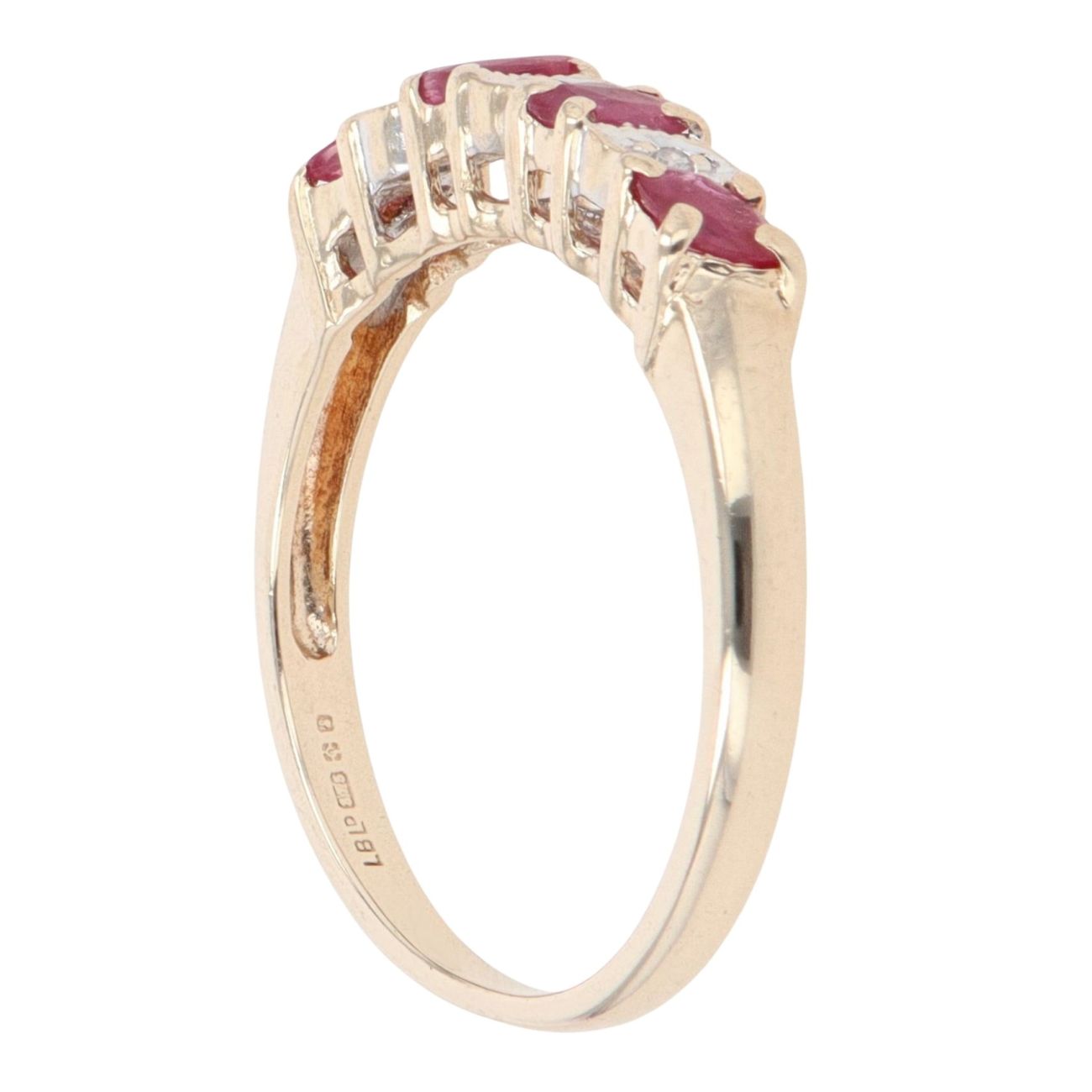 9ct Yellow Gold 0.05ct Diamond And Ruby Half Eternity Ring ...