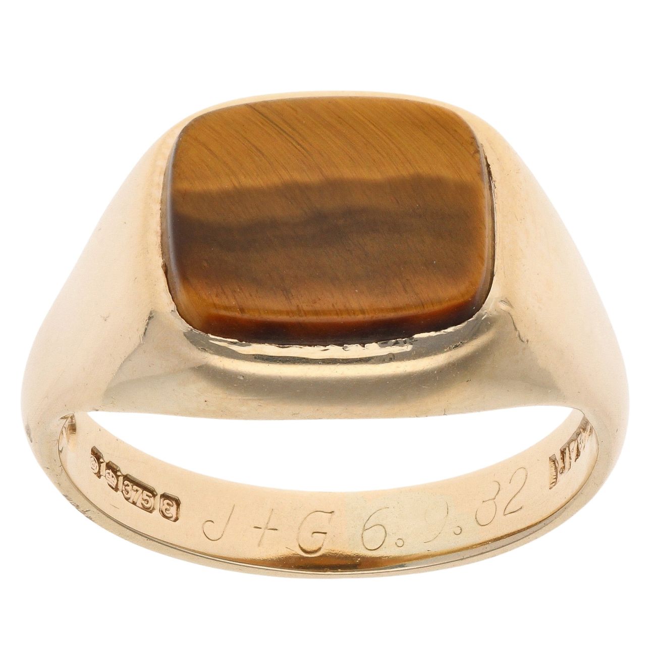 9ct Yellow Gold Tiger's Eye Signet Ring RAMS866357750006