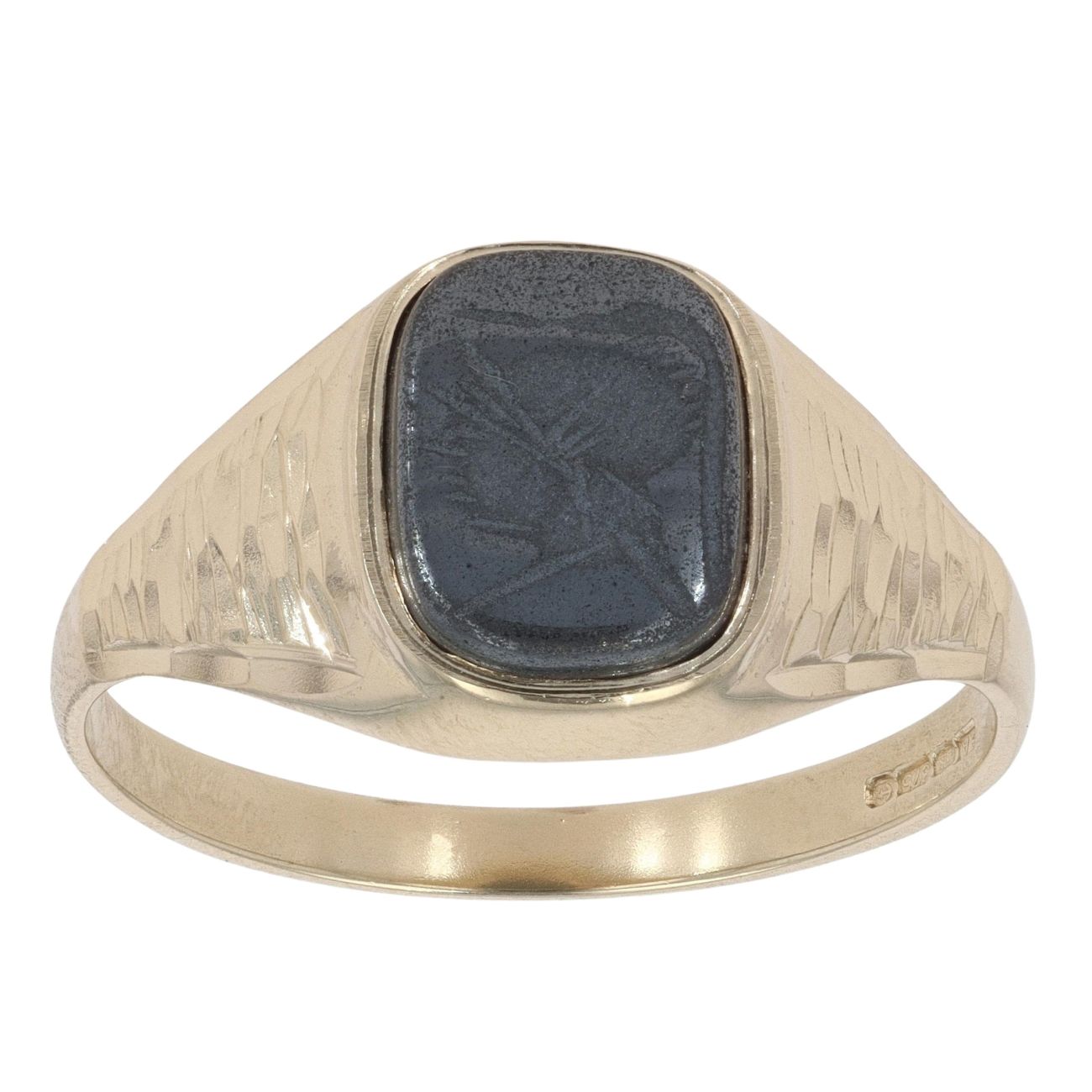 9ct Yellow Gold Hematite Centurion Signet Ring RAMS995354050042 ...