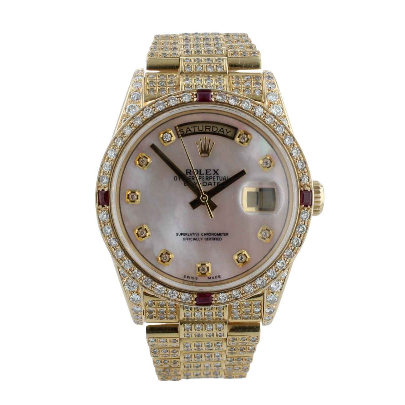 Rolex Custom Iced Day-Date Pre Owned Watch Ref 18238