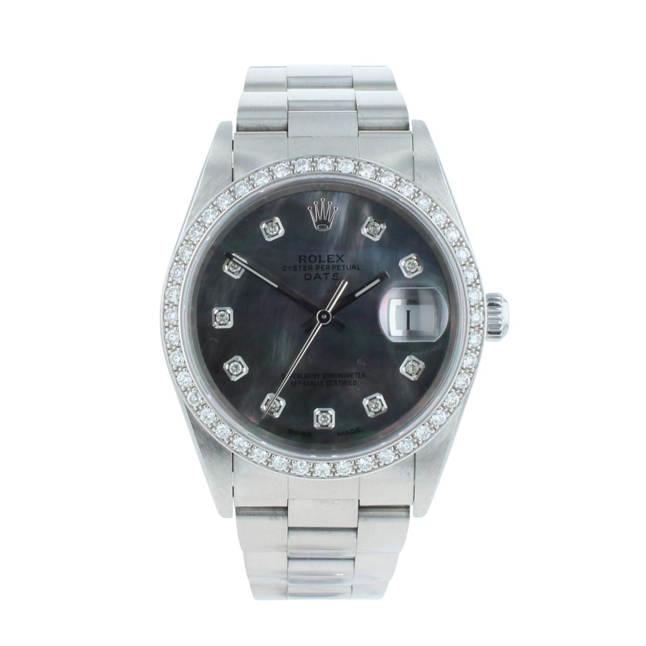 Rolex Custom Oyster Perpetual Date Pre Owned Watch Ref 15200