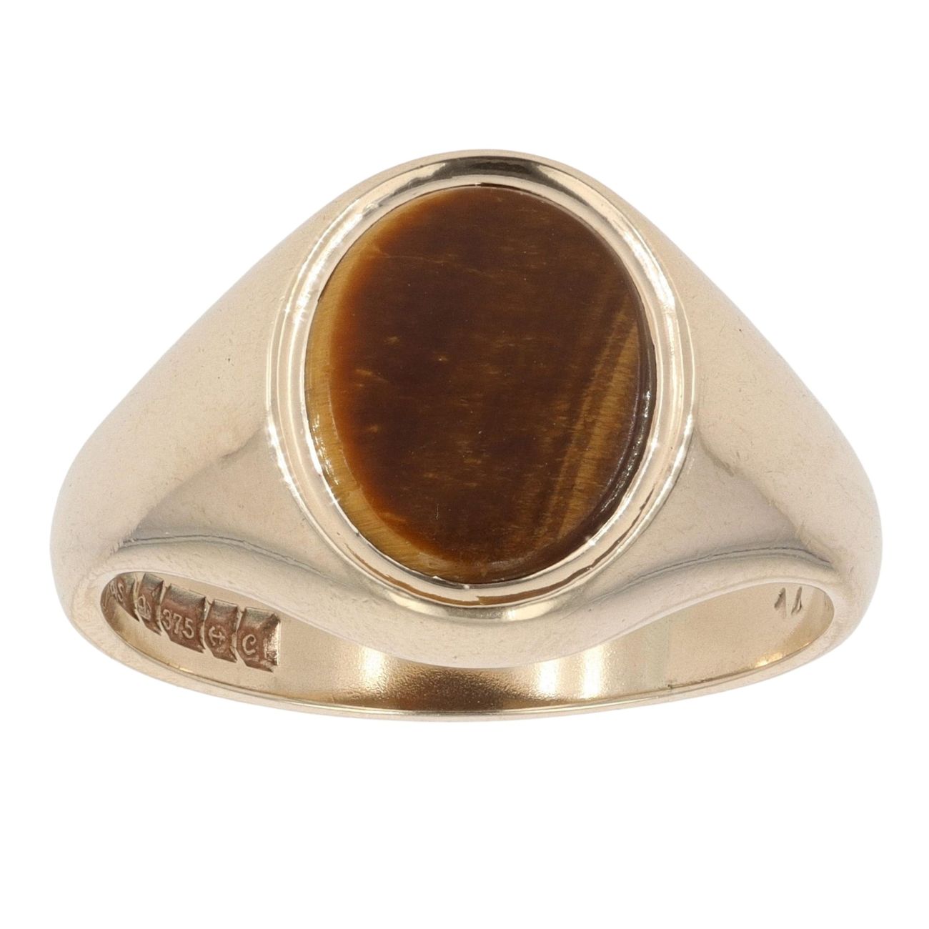 9ct Yellow Gold Tiger's Eye Signet Ring RAMS767359120011