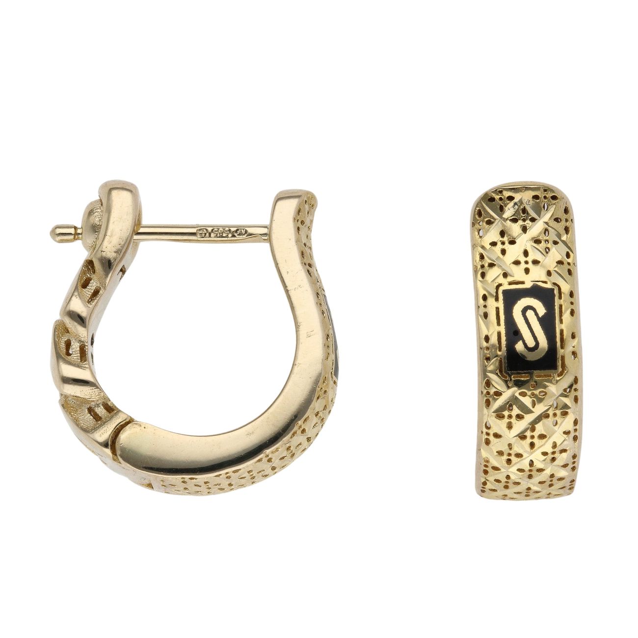 14ct Yellow Gold Monaco Classic Plain Flex Link Hoop Earrings