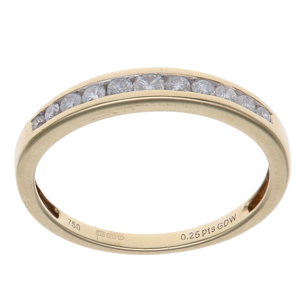 18ct Yellow Gold 0.25ct Brilliant Cut Diamond Half Eternity Ring