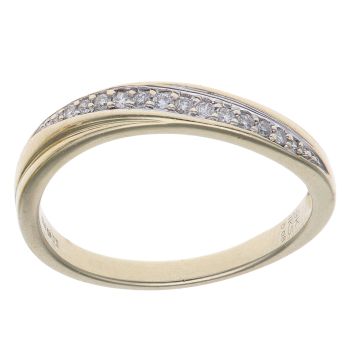 9ct Yellow Gold 0.08ct Brilliant Cut Diamond Crossover Ring