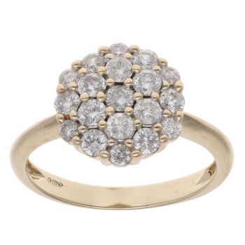 9ct Yellow Gold 1.00ct Brilliant Cut Diamond Cluster Ring